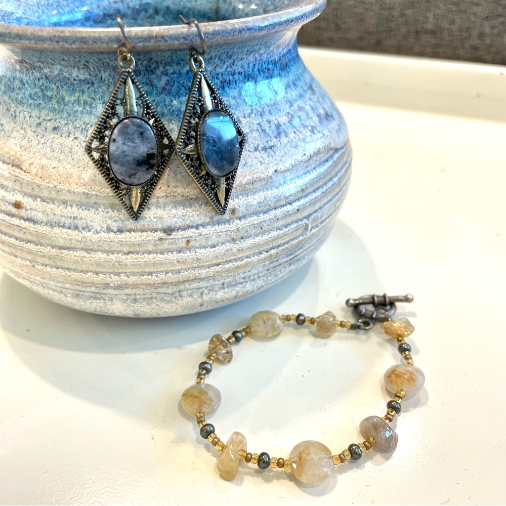 Stone Bracelet and Earring Set